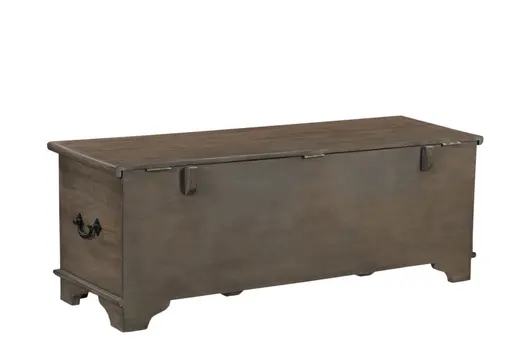 54" Brown Carved Floral Solid Wood Storage Ottoman