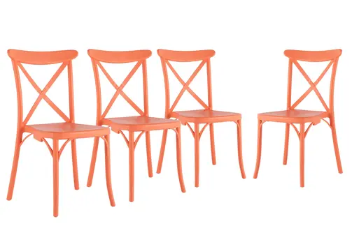 Set of Four 21" Salmon Heavy Duty Plastic Outdoor Stacking Dining Chairs