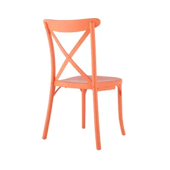 Set of Four 21" Salmon Heavy Duty Plastic Outdoor Stacking Dining Chairs