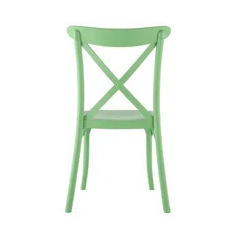 Set of Four 21" Green Heavy Duty Plastic Outdoor Stacking Dining Chairs
