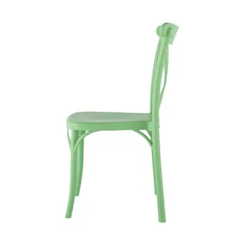 Set of Four 21" Green Heavy Duty Plastic Outdoor Stacking Dining Chairs