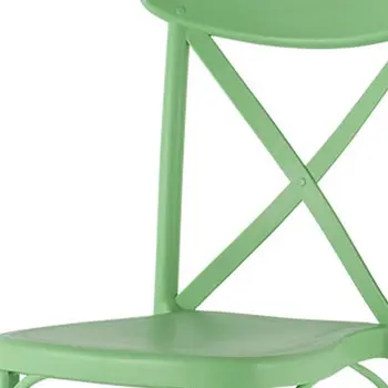 Set of Four 21" Green Heavy Duty Plastic Outdoor Stacking Dining Chairs