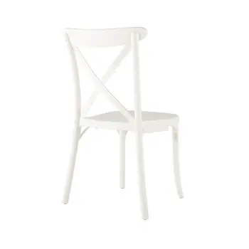 Set of Four 21" White Heavy Duty Plastic Outdoor Stacking Dining Chairs