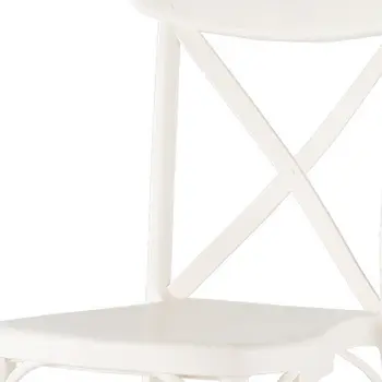 Set of Four 21" White Heavy Duty Plastic Outdoor Stacking Dining Chairs