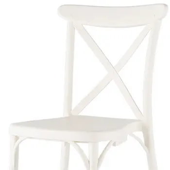 Set of Four 21" White Heavy Duty Plastic Outdoor Stacking Dining Chairs