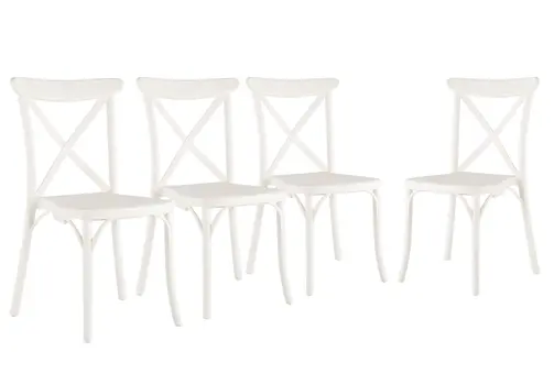 Set of Four 21" White Heavy Duty Plastic Outdoor Stacking Dining Chairs
