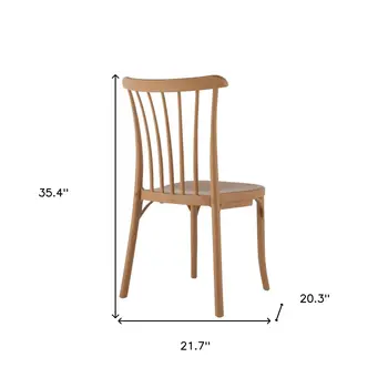 Set of Four Tan Heavy Duty Plastic Slat Back Dining Side Chairs