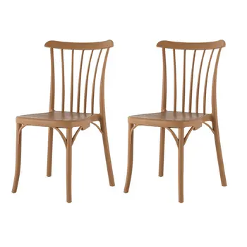 Set of Four Tan Heavy Duty Plastic Slat Back Dining Side Chairs