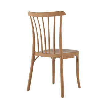 Set of Four Tan Heavy Duty Plastic Slat Back Dining Side Chairs