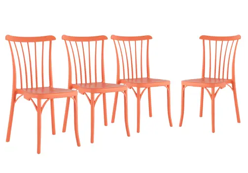 Set of Four 22" Salmon Heavy Duty Plastic Outdoor Stacking Dining Chairs
