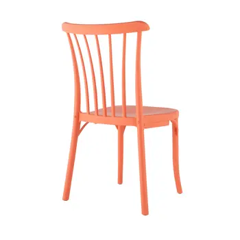 Set of Four 22" Salmon Heavy Duty Plastic Outdoor Stacking Dining Chairs