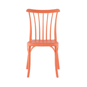 Set of Four 22" Salmon Heavy Duty Plastic Outdoor Stacking Dining Chairs