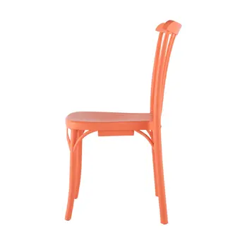 Set of Four 22" Salmon Heavy Duty Plastic Outdoor Stacking Dining Chairs