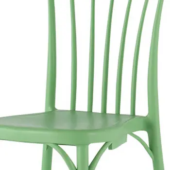 Set of Four 22" Green Heavy Duty Plastic Outdoor Stacking Dining Chairs