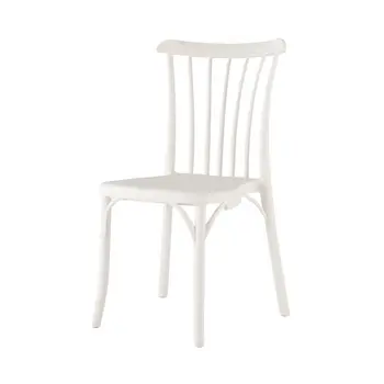 Set of Four 22" White Heavy Duty Plastic Outdoor Stacking Dining Chairs
