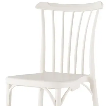 Set of Four 22" White Heavy Duty Plastic Outdoor Stacking Dining Chairs