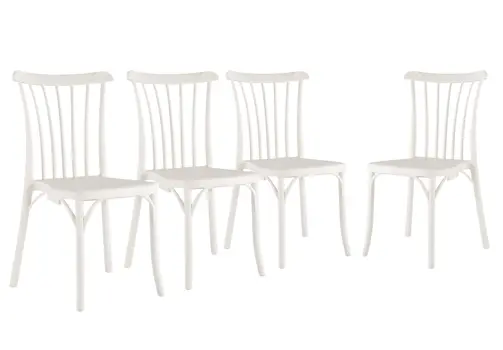 Set of Four 22" White Heavy Duty Plastic Outdoor Stacking Dining Chairs