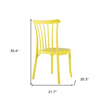 Set of Four 22" Yellow Heavy Duty Plastic Outdoor Stacking Dining Chairs