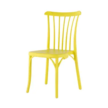 Set of Four 22" Yellow Heavy Duty Plastic Outdoor Stacking Dining Chairs