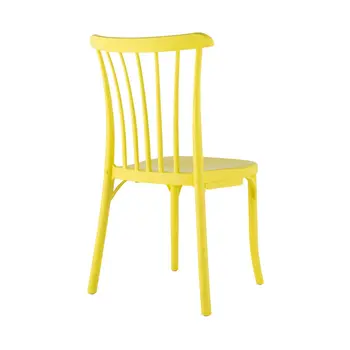Set of Four 22" Yellow Heavy Duty Plastic Outdoor Stacking Dining Chairs