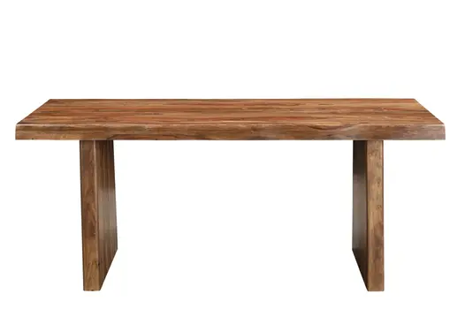 74" Brown Solid Wood Double Pedestal Base Dining Table