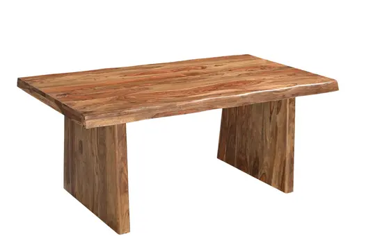 74" Brown Solid Wood Double Pedestal Base Dining Table