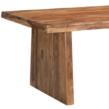 74" Brown Solid Wood Double Pedestal Base Dining Table