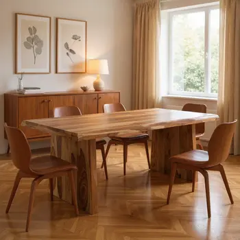 86" Brown Solid Wood Double Pedestal Base Dining Table