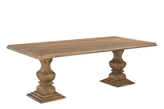 96" Brown Solid Wood Double Pedestal Base Dining Table