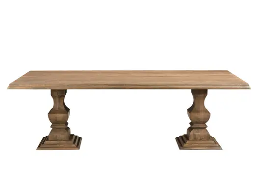 96" Brown Solid Wood Double Pedestal Base Dining Table