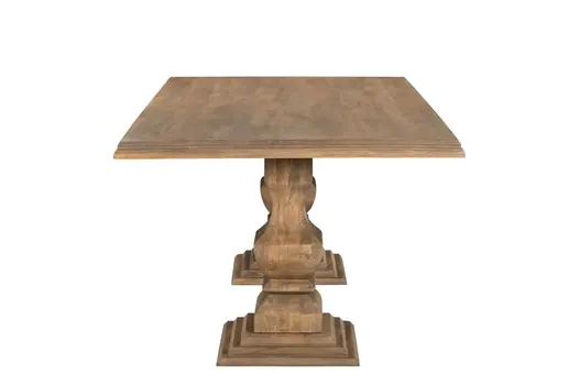 96" Brown Solid Wood Double Pedestal Base Dining Table