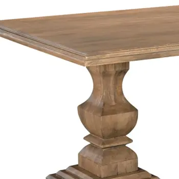 96" Brown Solid Wood Double Pedestal Base Dining Table