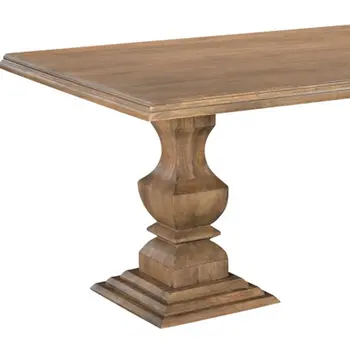 96" Brown Solid Wood Double Pedestal Base Dining Table