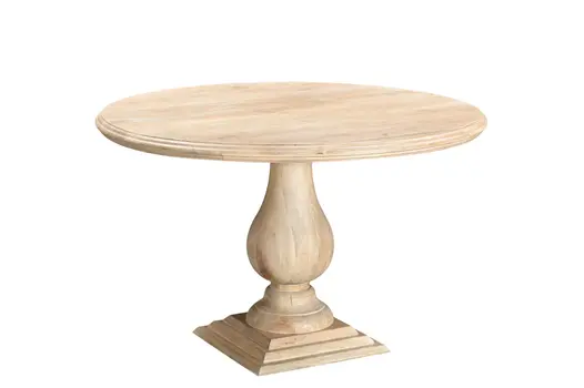 48" Natural Solid Wood Pedestal Base Round Top Dining Table