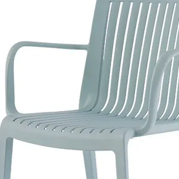Set of Four 22" Baby Blue Heavy Duty Plastic Outdoor Stacking Arm Chairs