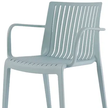 Set of Four 22" Baby Blue Heavy Duty Plastic Outdoor Stacking Arm Chairs