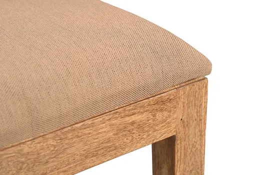 Set of Two Brown Fabric And Wood Ladder Back Dining Side Chairs