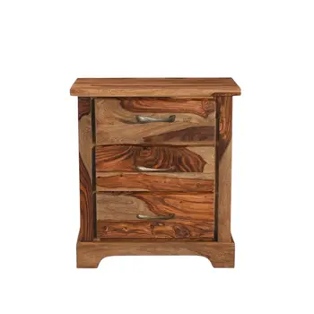 27" Brown Solid Wood Live Edge Three Drawer Nightstand