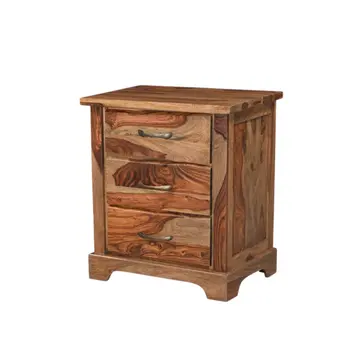 27" Brown Solid Wood Live Edge Three Drawer Nightstand