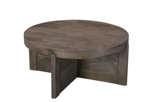 36" Brown Solid Wood Round Cross Legs Coffee Table