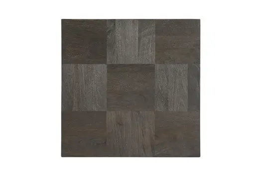 22" Gray Distressed Solid Wood Square Block End Table