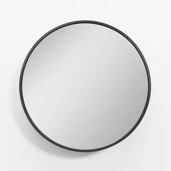 24" Black Round Metal Framed Mirror Set