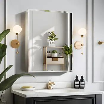 26" Black Metal Framed Mirror Set