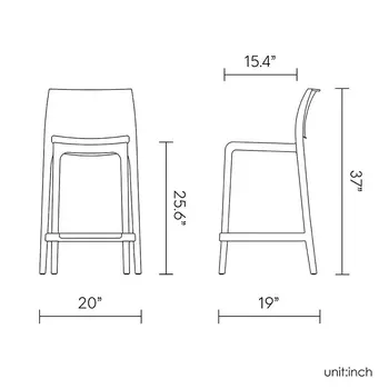 Set of Four 26" White Faux Rattan Heavy Duty Plastic Low Back Outdoor Counter Height Bar Chairs