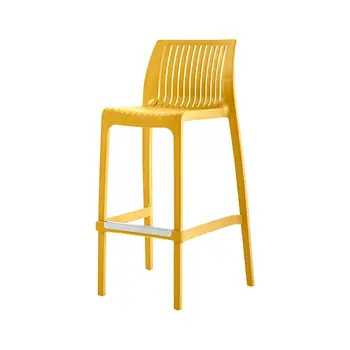 Set of Four 30" Yellow Heavy Duty Plastic Outdoor Bar Height Chairs