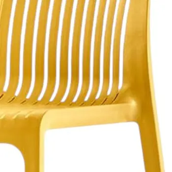 Set of Four 30" Yellow Heavy Duty Plastic Outdoor Bar Height Chairs