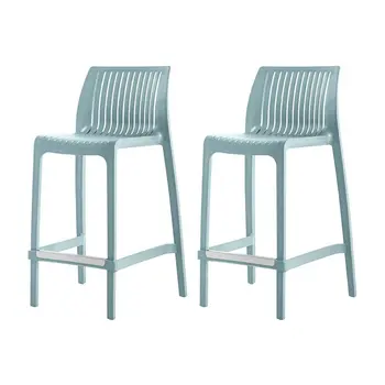 Set of Four 26" Baby Blue Heavy Duty Plastic Low Back Outdoor Counter Height Bar Chairs