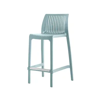Set of Four 26" Baby Blue Heavy Duty Plastic Low Back Outdoor Counter Height Bar Chairs