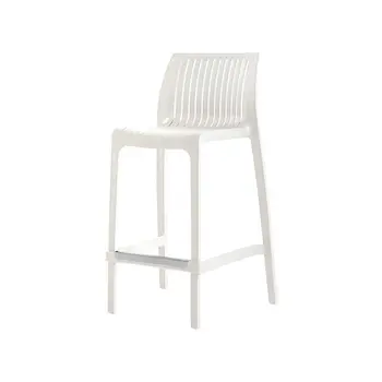 Set of Four 26" White Heavy Duty Plastic Low Back Outdoor Counter Height Bar Chairs
