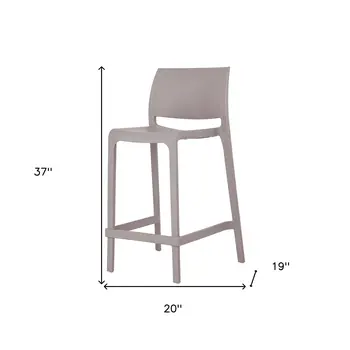 Set of Four 26" Taupe Heavy Duty Plastic Low Back Outdoor Counter Height Bar Chairs